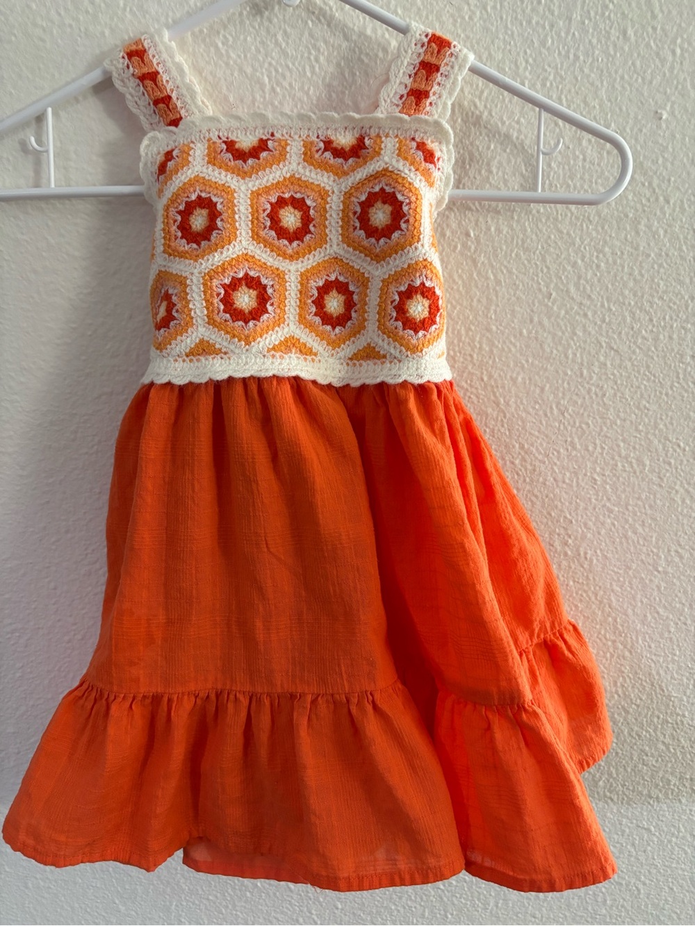 Haute Hippie Kids Sundress 4T Crochet Granny Square Style Top Boho Gauzy Lined